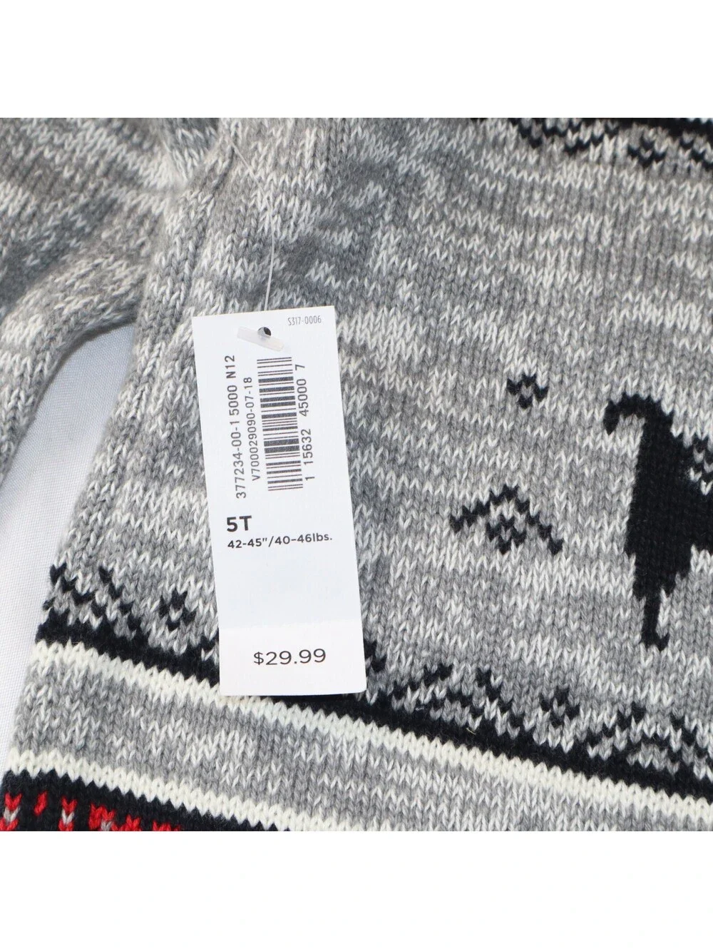 Old Navy Boys Cardigan Sweater Llama Pattern 5T Gray